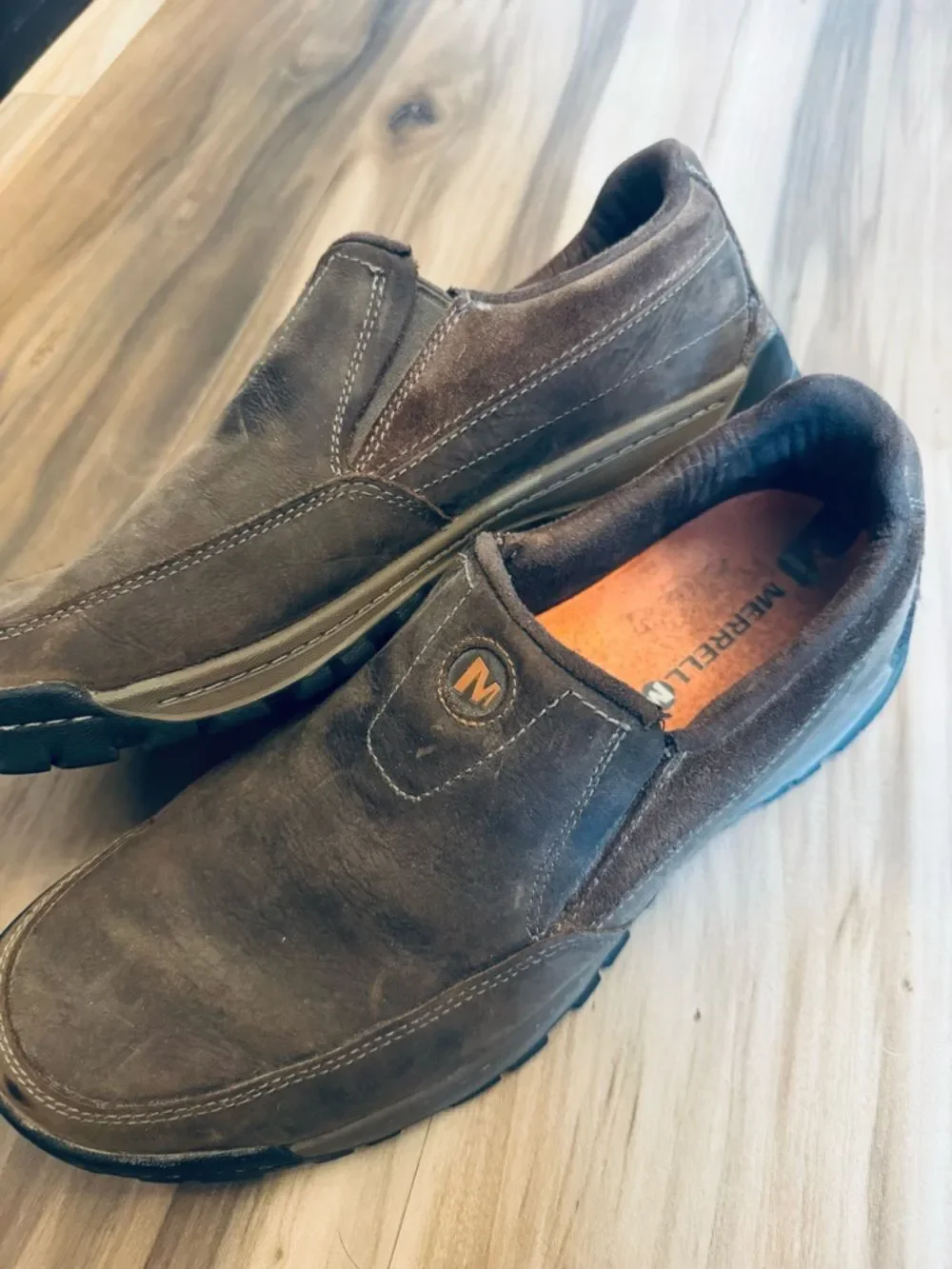 Merrell Men’s Brown Leather Performance Slip-On Shoes 12